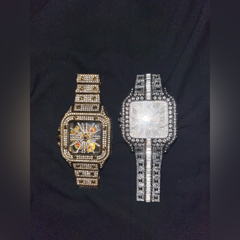 Gold and Silver Square Face Watches